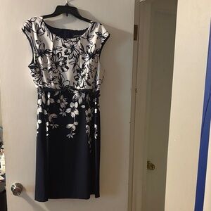 Elegant Floral Black and White Dress